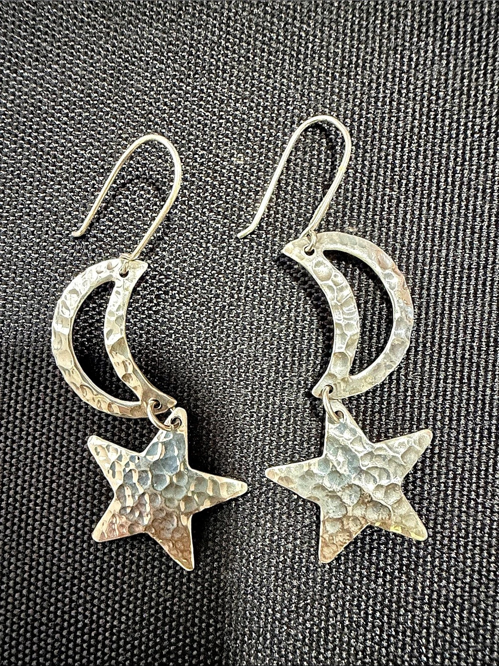 Sterling Silver Star Moon Drop Earrings 925